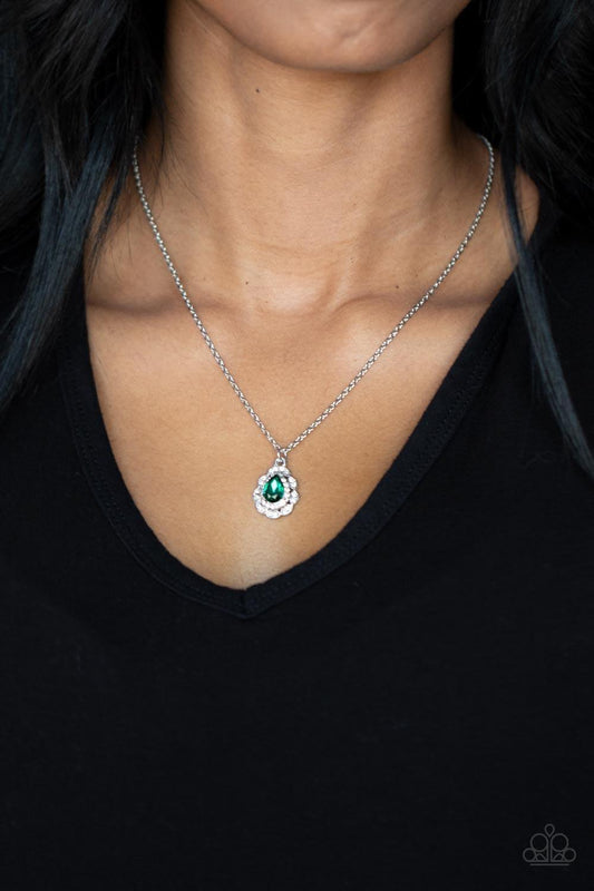 Paparazzi Accessories - Vintage Validation - Green Dainty Necklace - Bling by JessieK