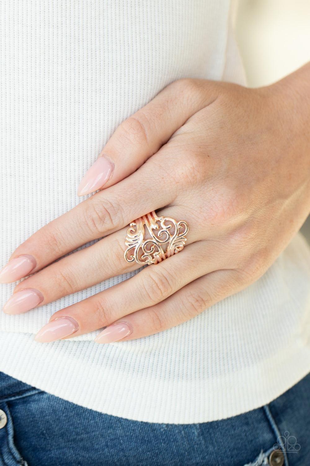 Paparazzi Accessories - Voluptuous Vines - Rose Gold Ring - Bling by JessieK