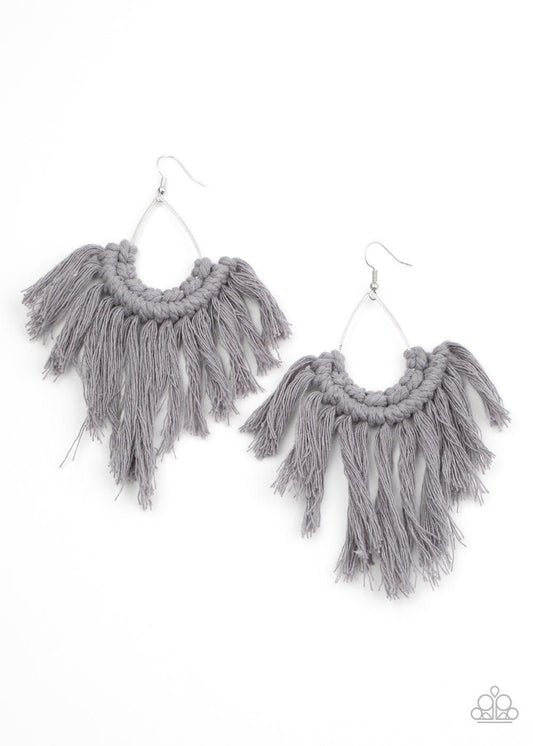 Paparazzi Accessories - Wanna Piece Of Macrame? - Silver Earrings - Bling by JessieK