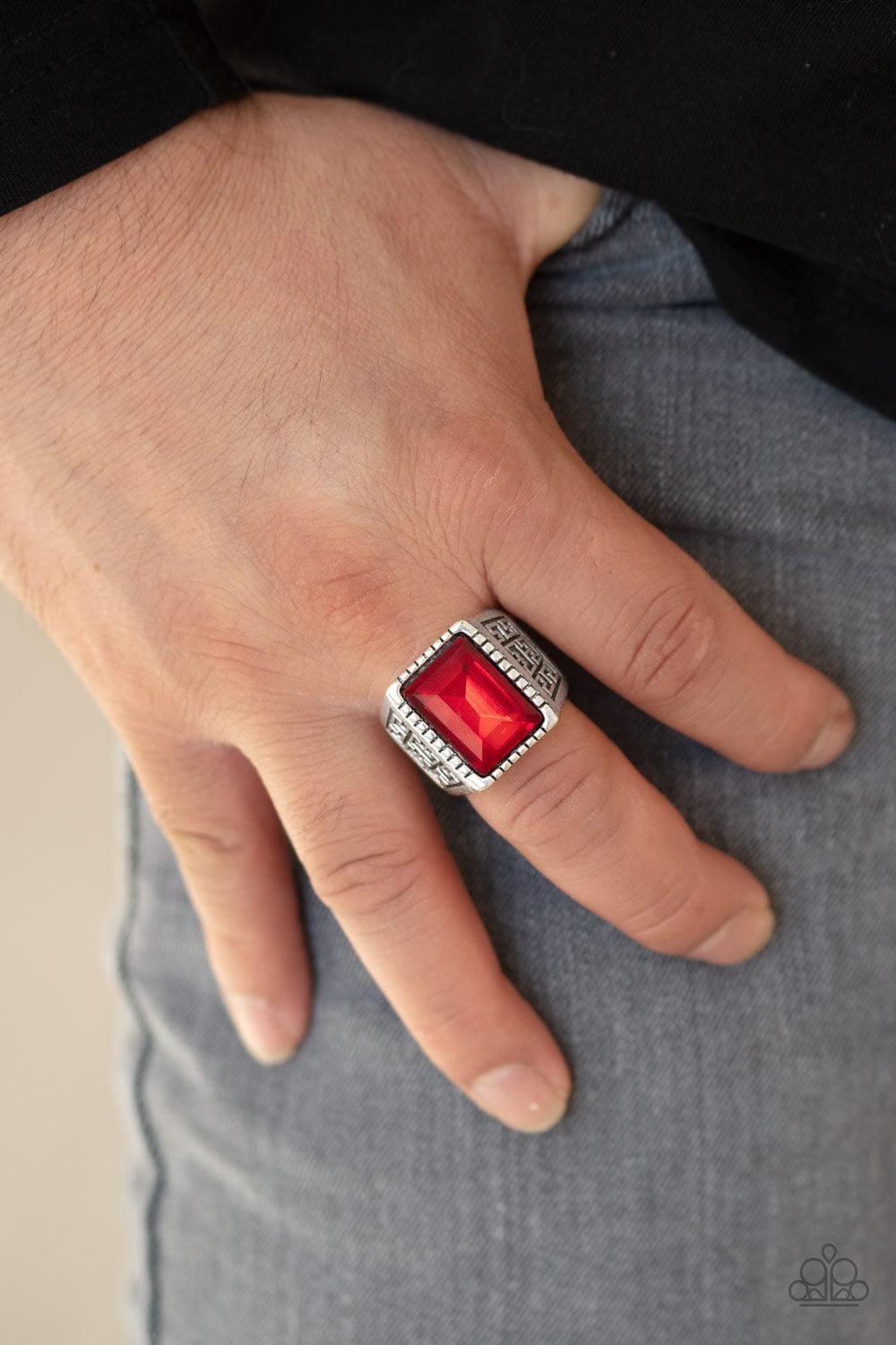 Paparazzi Accessories - Winning Attitude - Red Men's Ring - Bling by JessieK