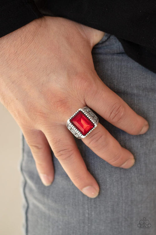 Paparazzi Accessories - Winning Attitude - Red Men's Ring - Bling by JessieK