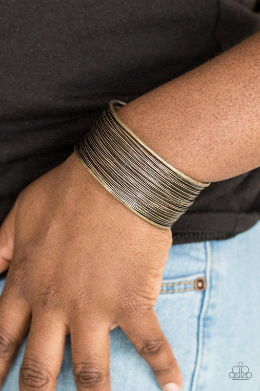 Paparazzi Accessories - Wire Warrior - Brass Bracelet - Bling by JessieK