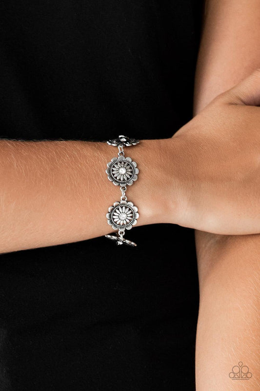 Paparazzi Accessories - Written In The Star Lilies And Funky Flower Child - White Necklace & Bracelet Set - Bling by JessieK