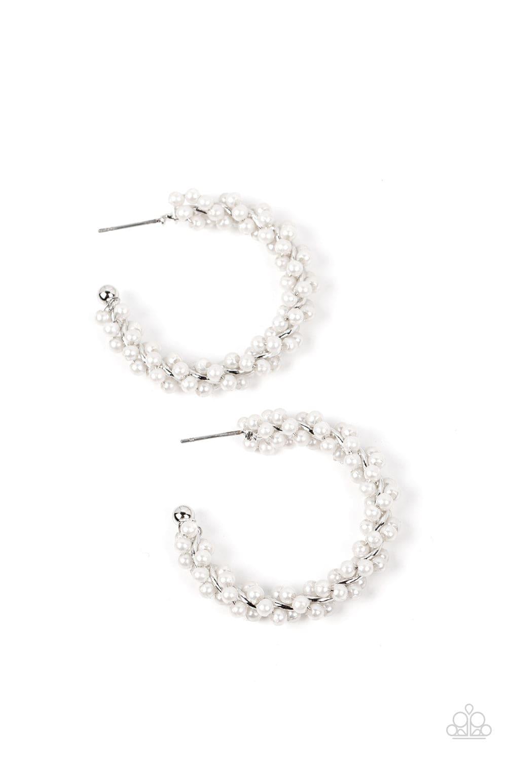 Paparazzi Accessories - Yacht Royale - White Hoop Earrings - Bling by JessieK