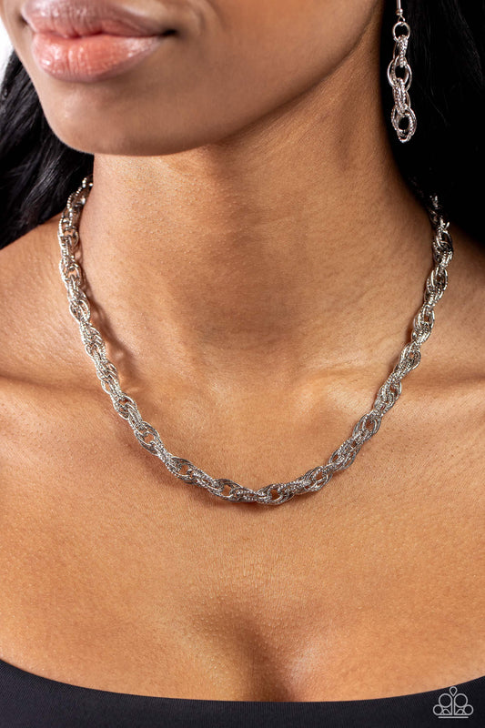 Paparazzi Accessories - Braided Ballad - Silver Necklace - Bling by JessieK
