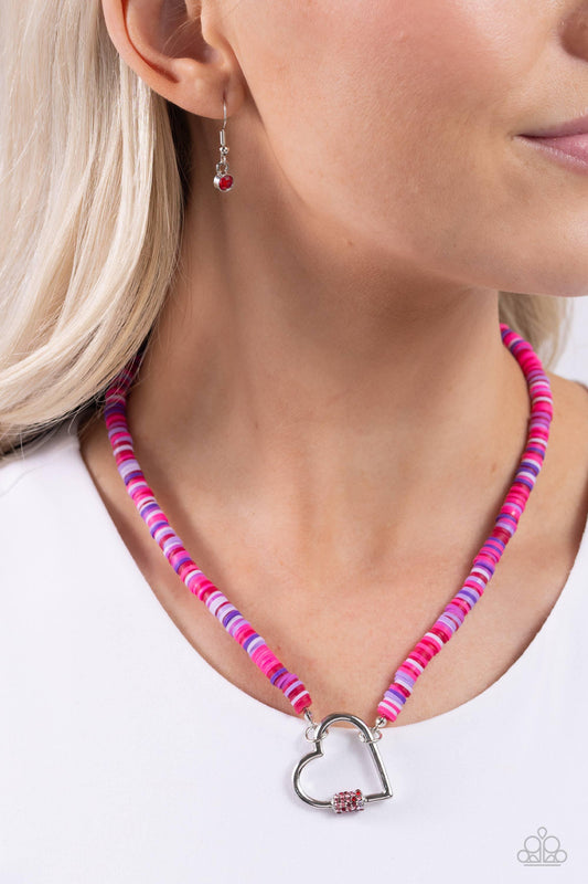 Paparazzi Accessories - Clearly Carabiner - Red Necklace - Bling by JessieK