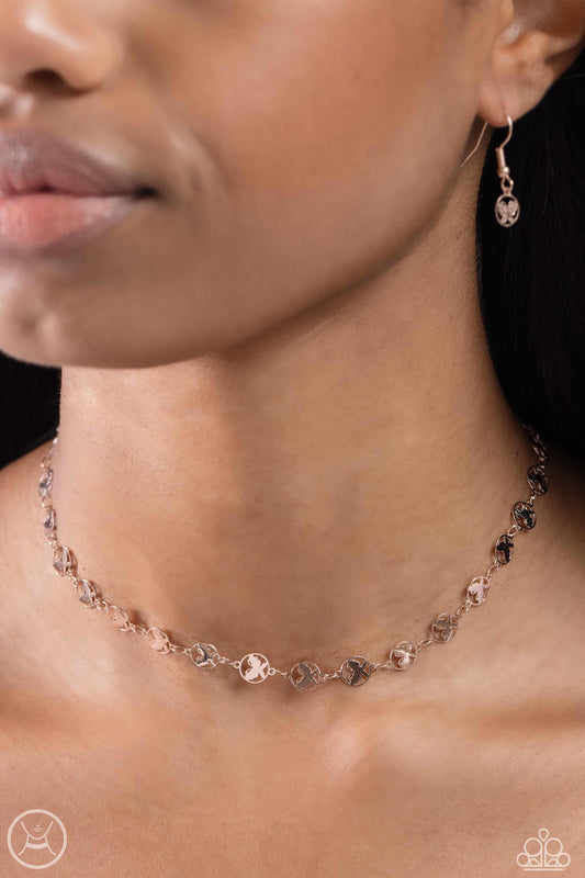 Paparazzi Accessories - Fluttering Festival - Rose Gold Choker Necklace - Bling by JessieK