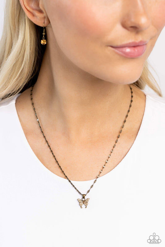 Paparazzi Accessories - High-Flying Hangout - Brass Necklace - Bling by JessieK