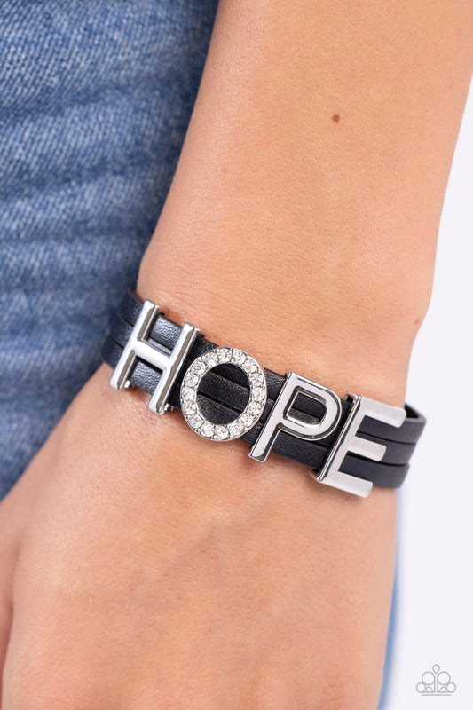 Paparazzi Accessories - Hopeful Haute - Black Bracelet - Bling by JessieK