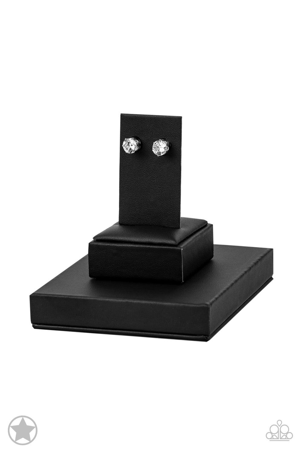 Paparazzi Accessories - Just In TIMELESS - White Blockbuster Post Earrings - Bling by JessieK