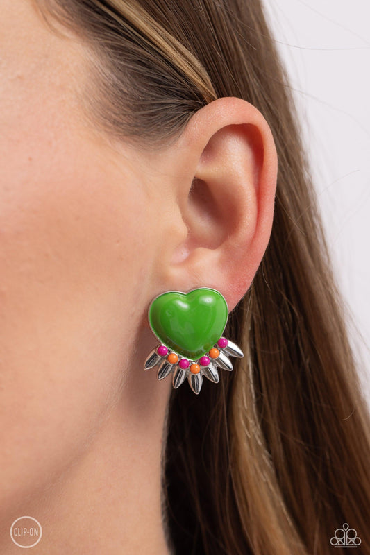 Paparazzi Accessories - Spring Story - Green Clip-On Earrings - Bling by JessieK