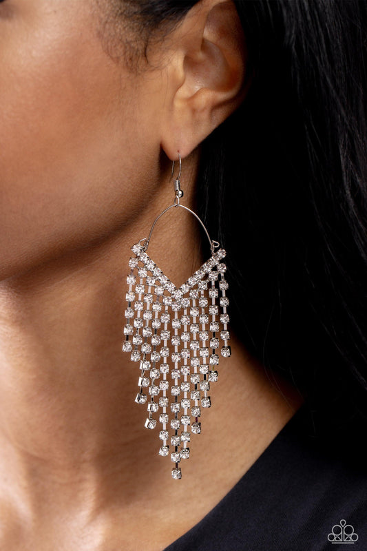 Paparazzi Accessories - V Fallin - White Earrings - Bling by JessieK