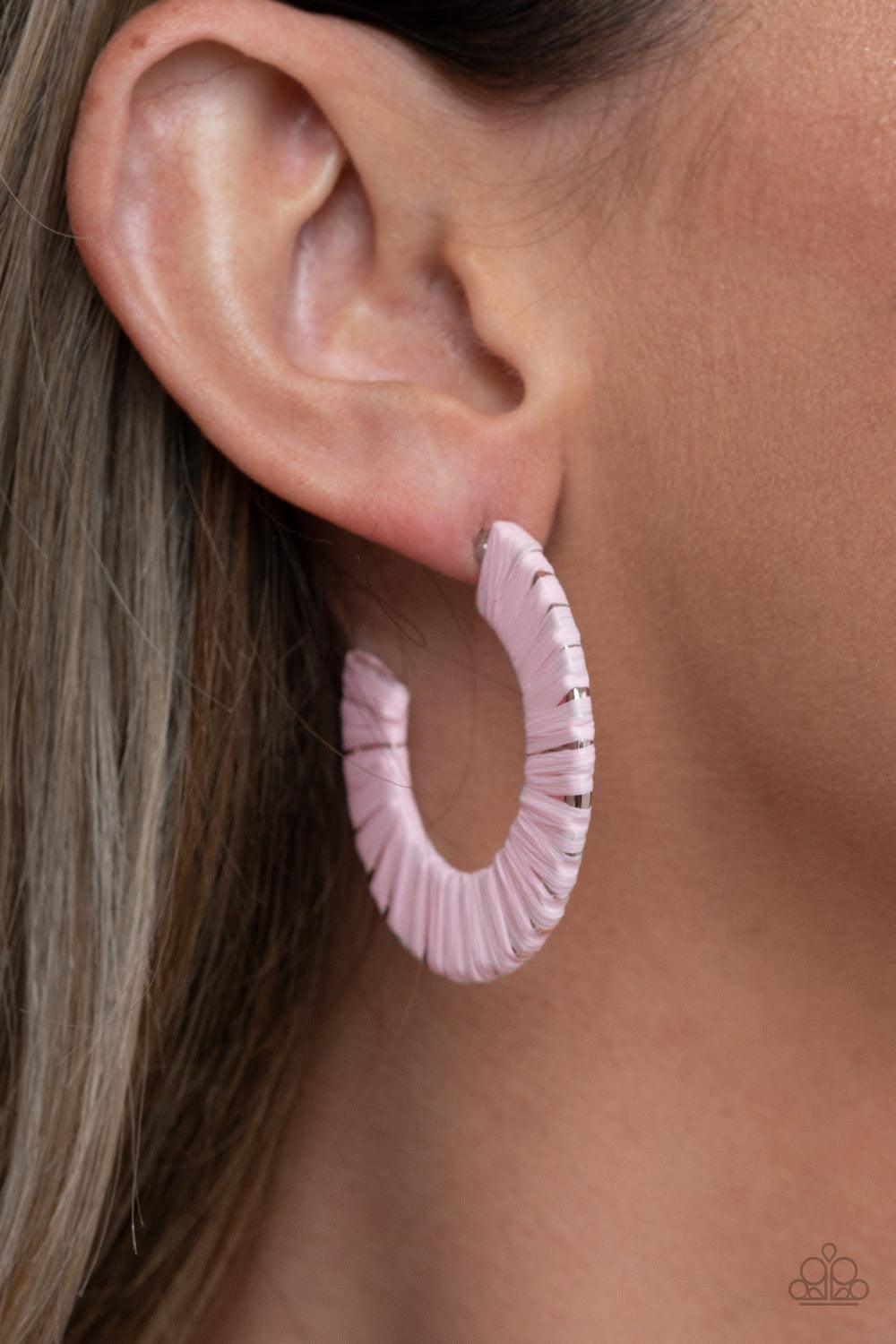 Paparazzi Accessories - A Chance Of Rainbows - Pink Hoop Earrings - Bling by JessieK