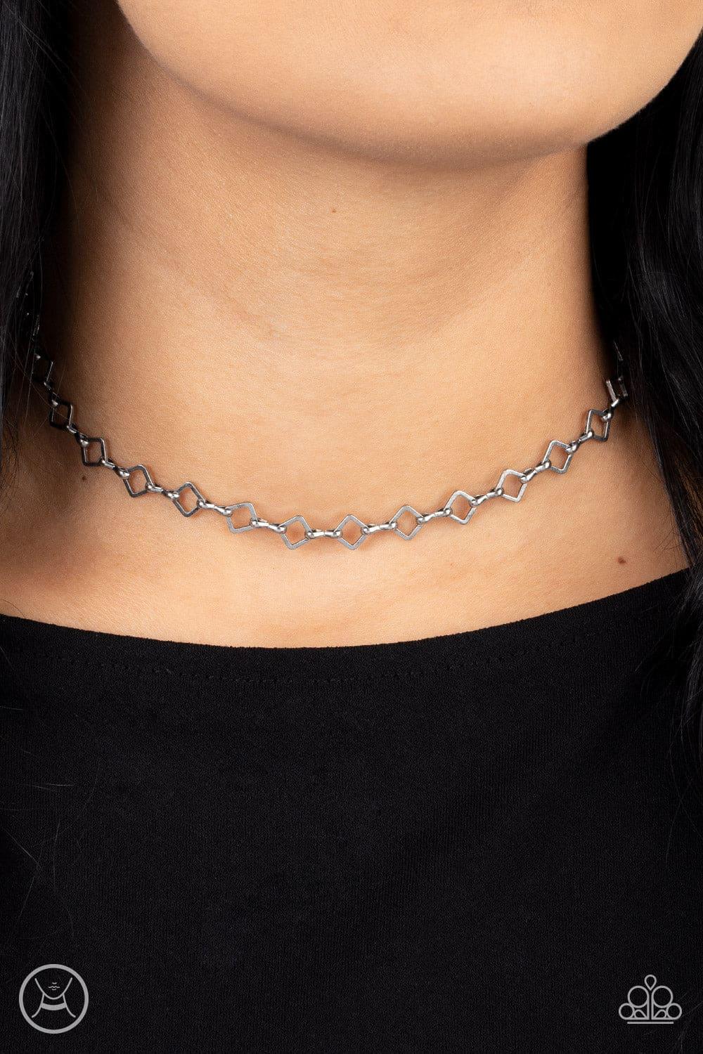 Paparazzi Accessories - A-frame A-game - Silver Choker Necklace - Bling by JessieK