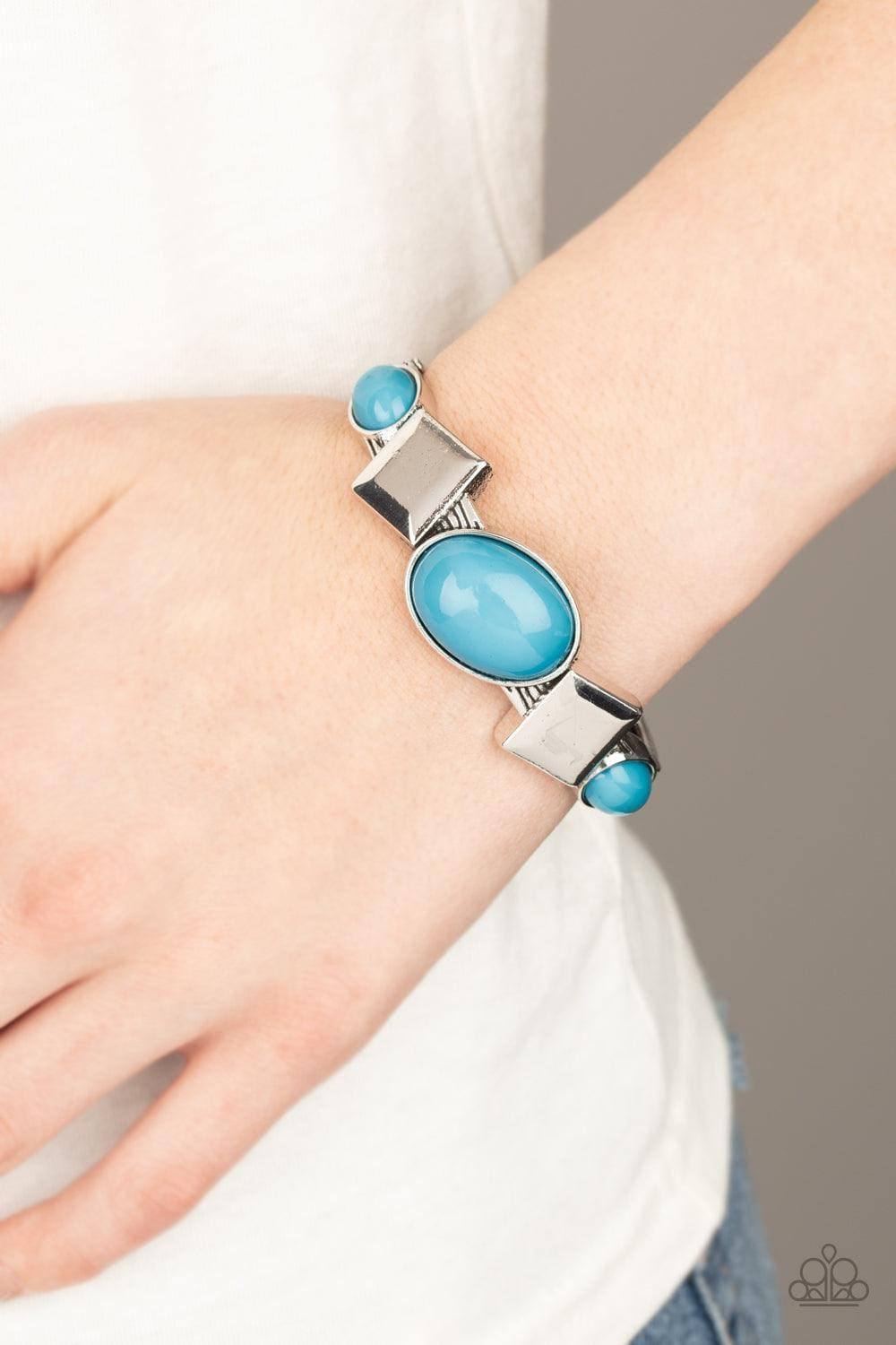 Paparazzi Accessories - Abstract Appeal - Blue Hinged Bracelet - Bling by JessieK