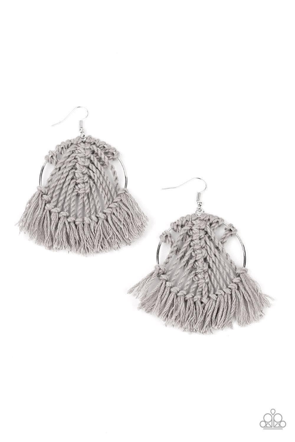 Paparazzi Accessories - All About Macrame - Silver Earrings - Bling by JessieK