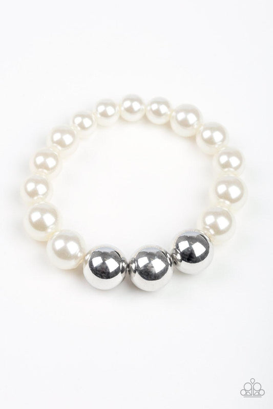 Paparazzi Accessories - All Dressed Uptown - White Bracelet - Bling by JessieK