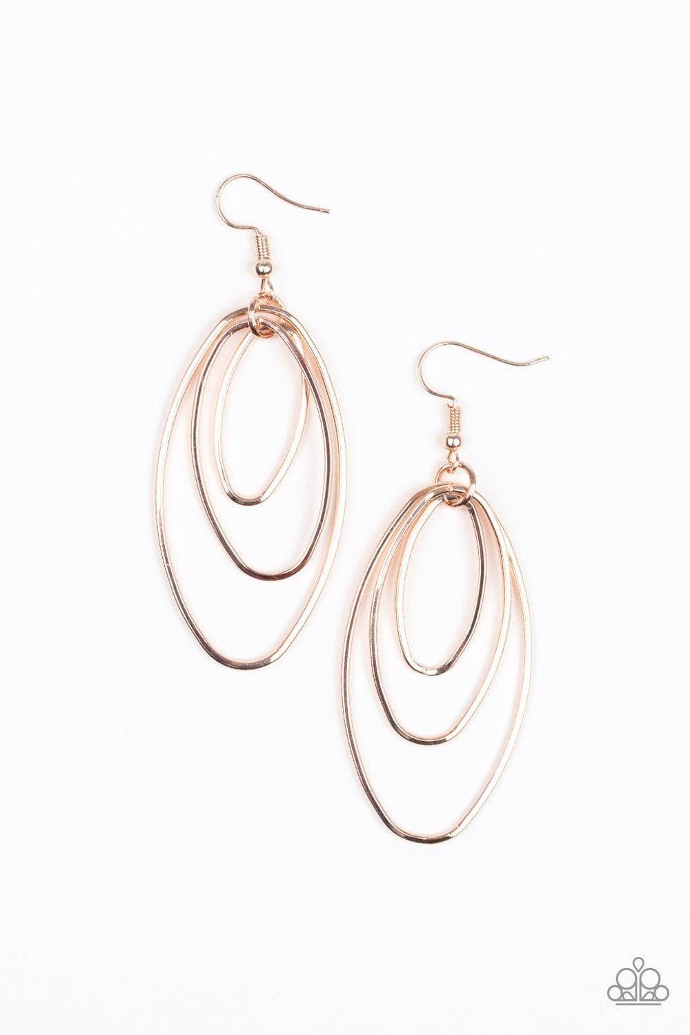 Paparazzi Accessories - All Oval The Place - Rose Gold Earrings - Bling by JessieK