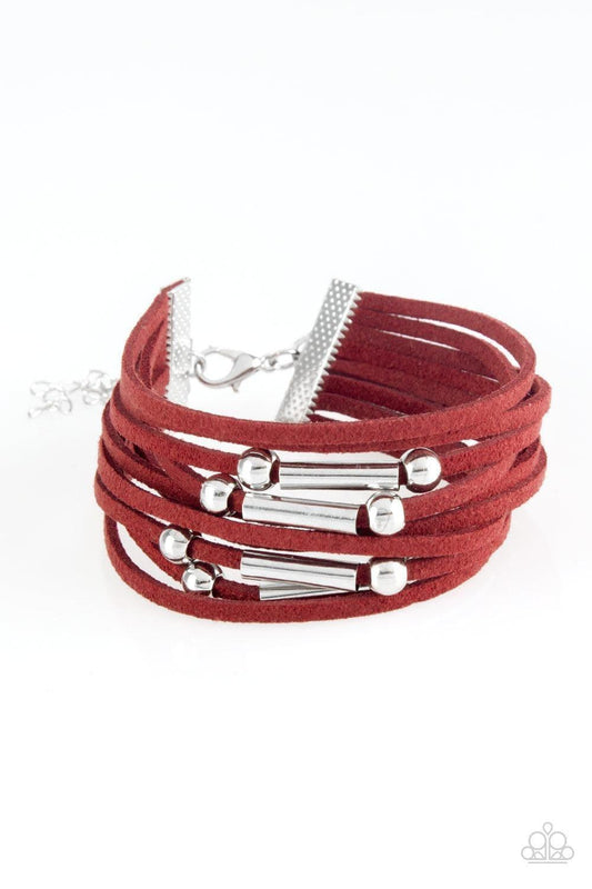 Paparazzi Accessories - Back To Backpacker - Red Bracelet - Bling by JessieK