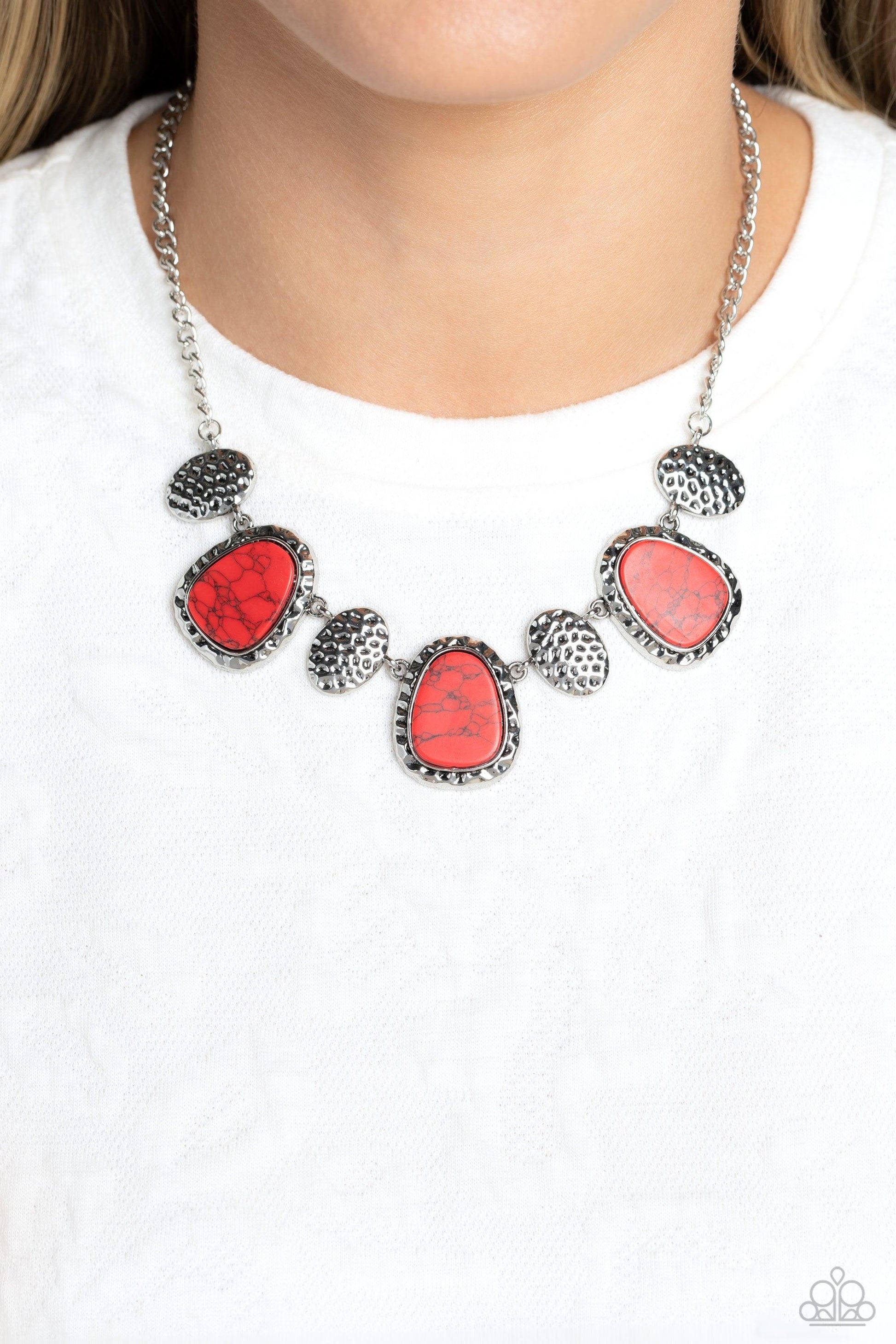 Paparazzi Accessories - Badlands Border - Red Necklace - Bling by JessieK