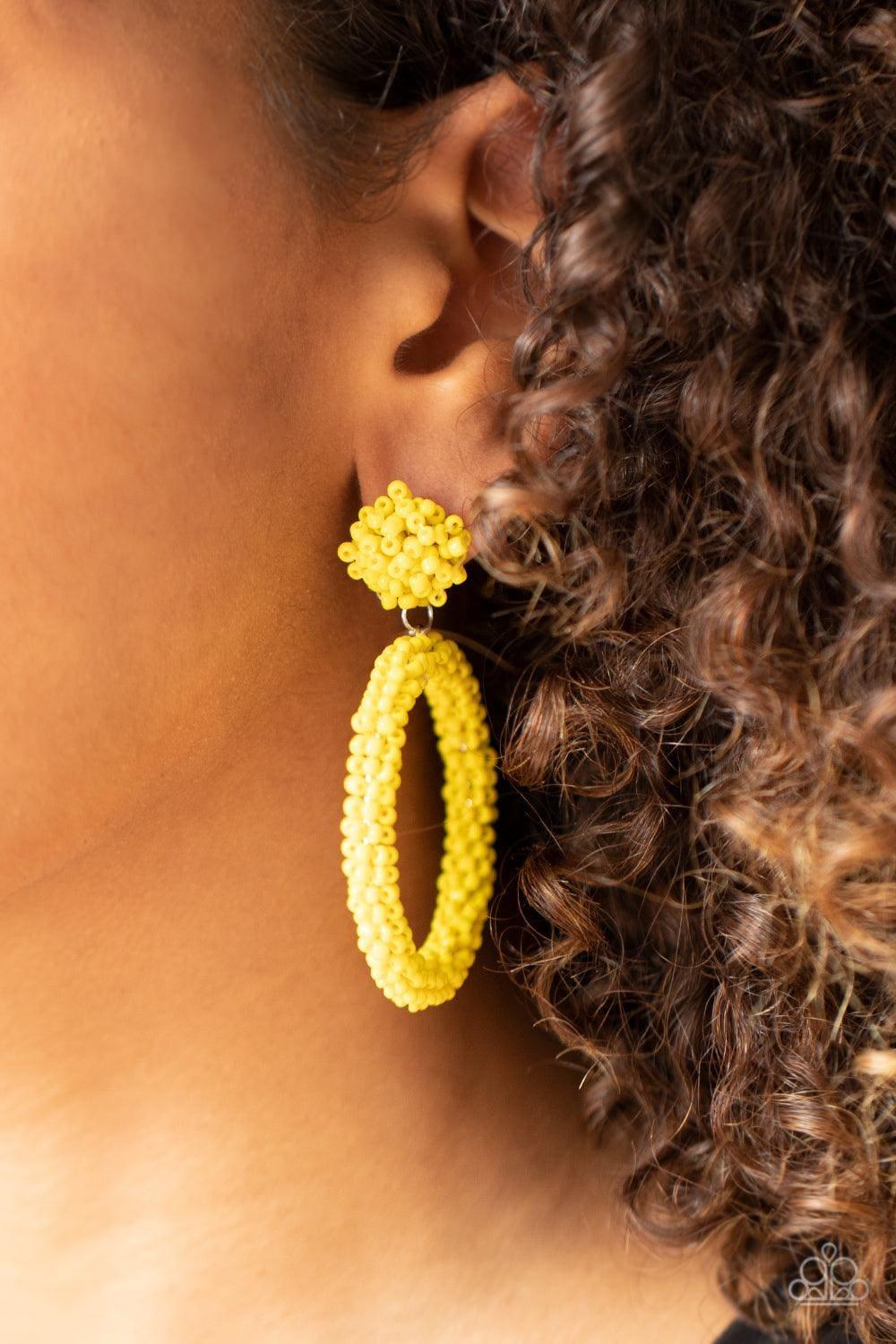 Paparazzi Accessories - Be All You Can Bead - Yellow Earrings - Bling by JessieK