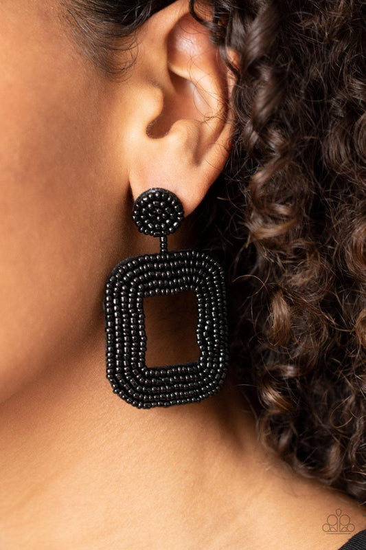 Paparazzi Accessories - Beaded Bella - Black Earrings - Bling by JessieK