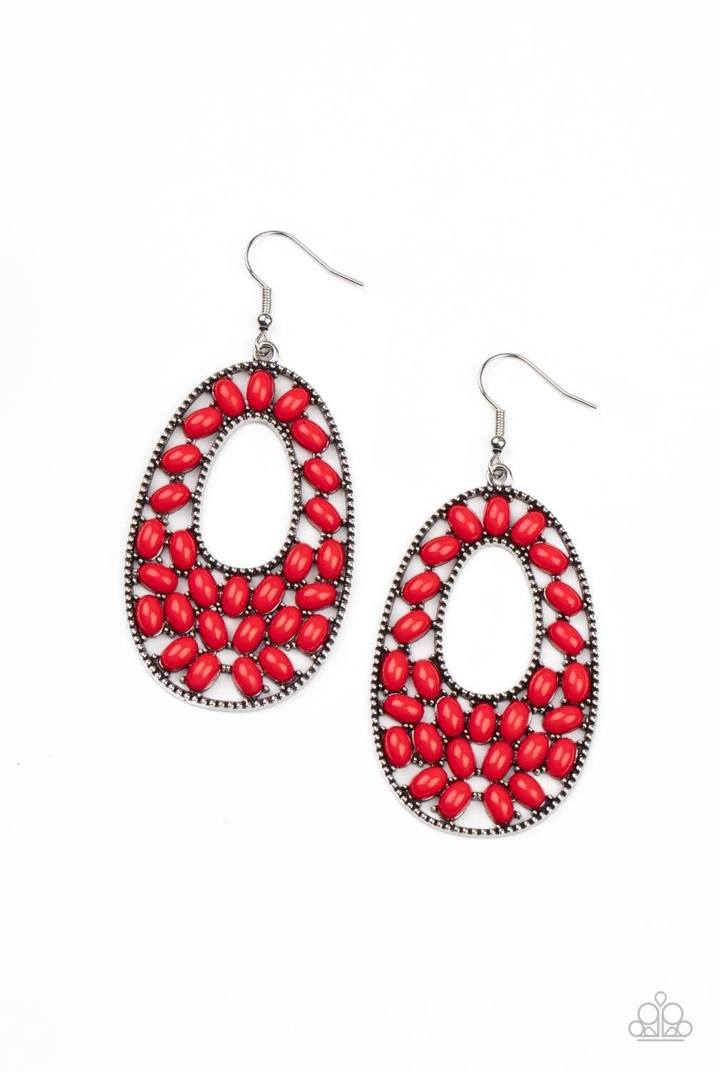 Paparazzi Accessories - Beaded Shores - Red Earrings - Bling by JessieK