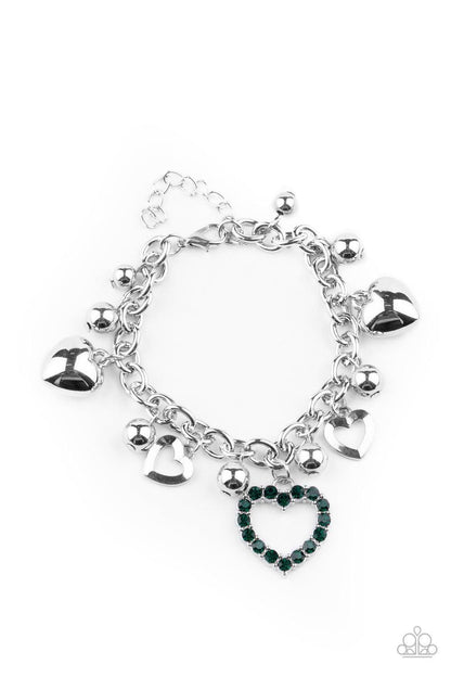 Paparazzi Accessories - Beautifully Big-hearted - Green Bracelet - Bling by JessieK