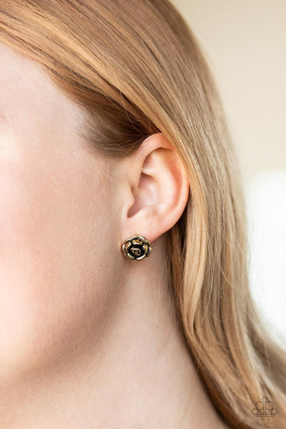 Paparazzi Accessories - Best Rosebuds - Brass Earrings - Bling by JessieK