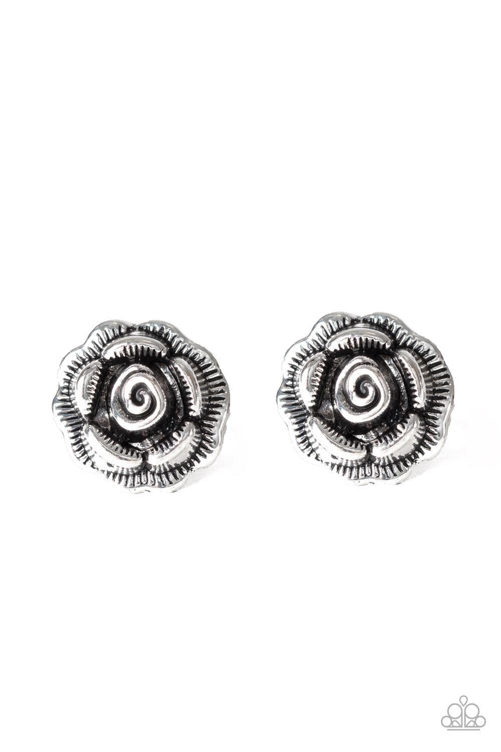 Paparazzi Accessories - Best Rosebuds - Silver Earrings - Bling by JessieK