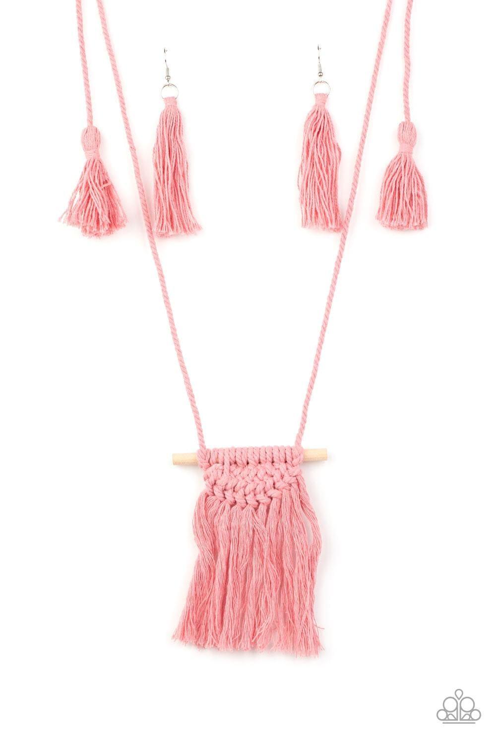Paparazzi Accessories - Between You And Macrame - Pink Necklace - Bling by JessieK