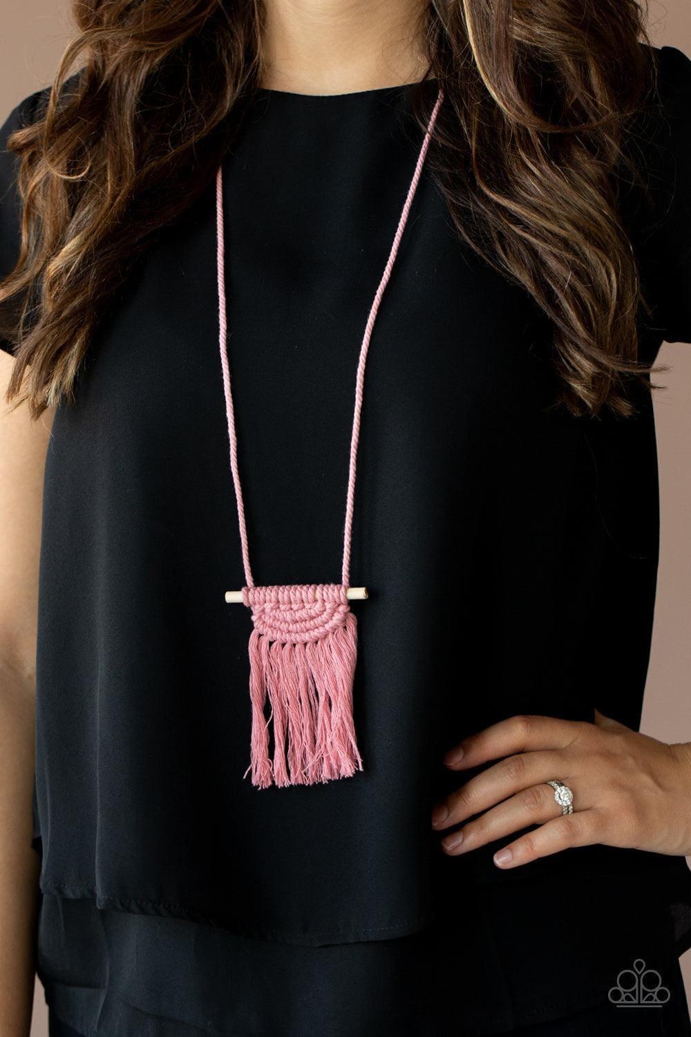 Paparazzi Accessories - Between You And Macrame - Pink Necklace - Bling by JessieK