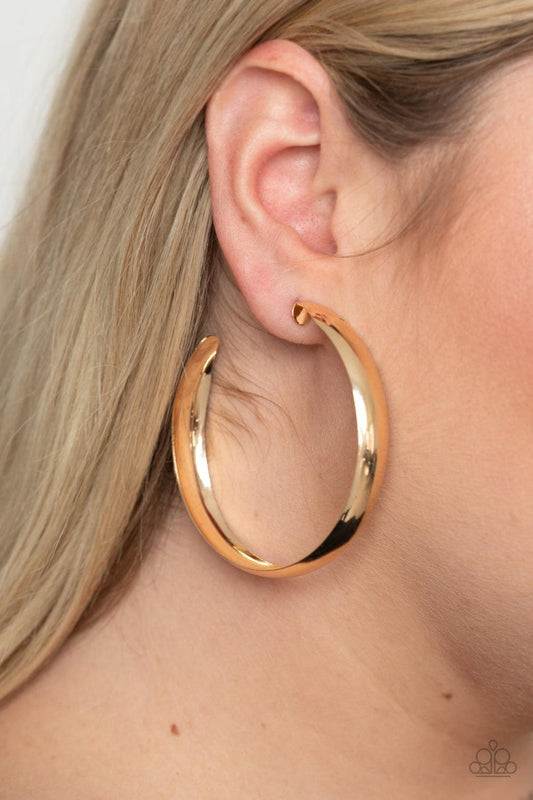 Paparazzi Accessories - Bevel In It - Gold Hoop Earrings - Bling by JessieK