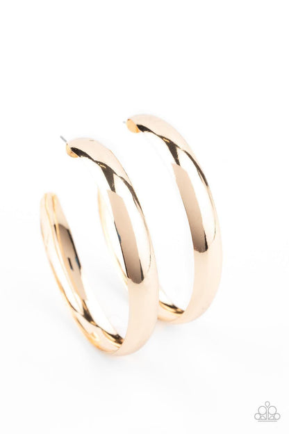 Paparazzi Accessories - Bevel In It - Gold Hoop Earrings - Bling by JessieK