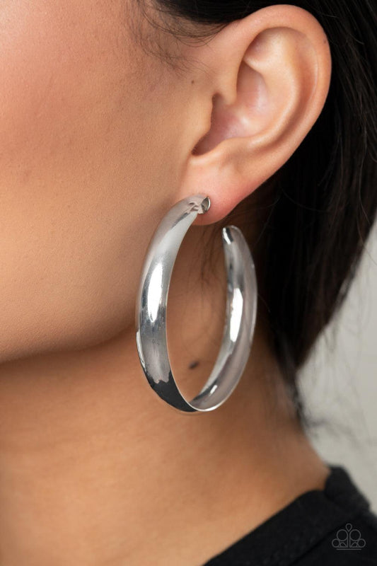 Paparazzi Accessories - Bevel In It - Silver Hoop Earrings - Bling by JessieK