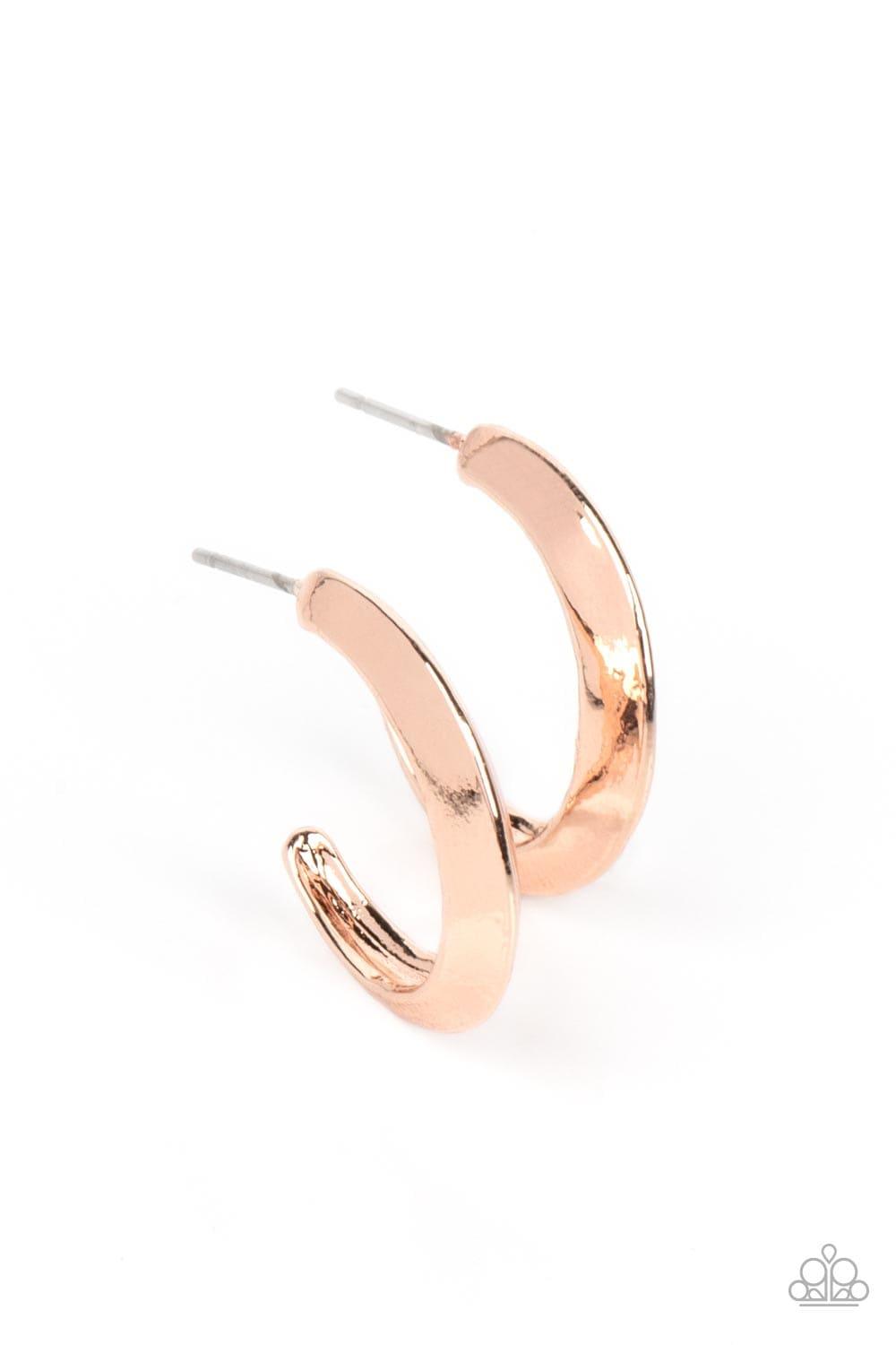 Paparazzi Accessories - Bevel Up - Rose Gold Small Hoops - Bling by JessieK