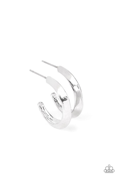 Paparazzi Accessories - Bevel Up - Silver Dainty Hoop Earrings - Bling by JessieK