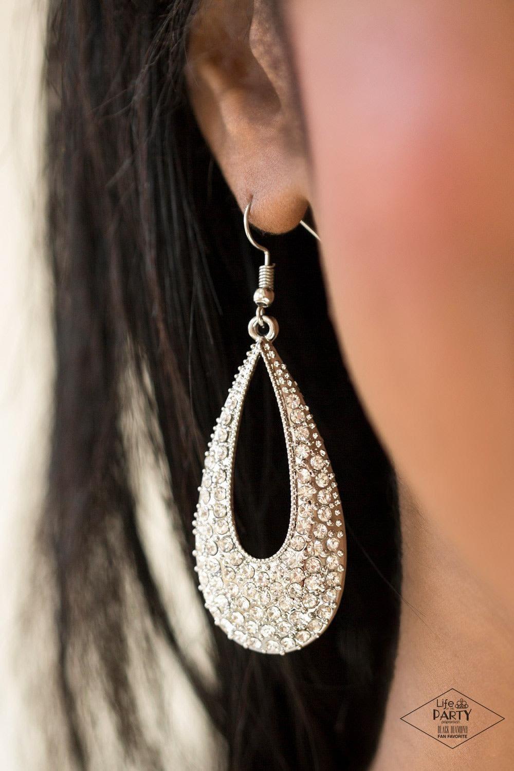 Paparazzi Accessories - Big-time Spender - White Earrings - Bling by JessieK