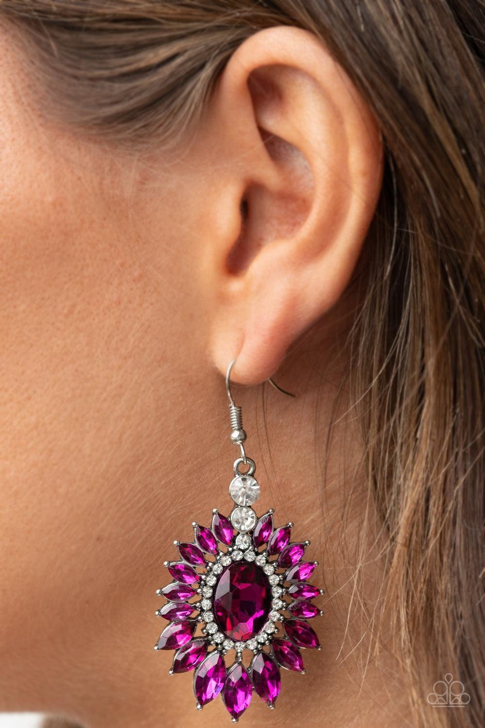 Paparazzi Accessories - Big Time Twinkle - Pink Earrings - Bling by JessieK