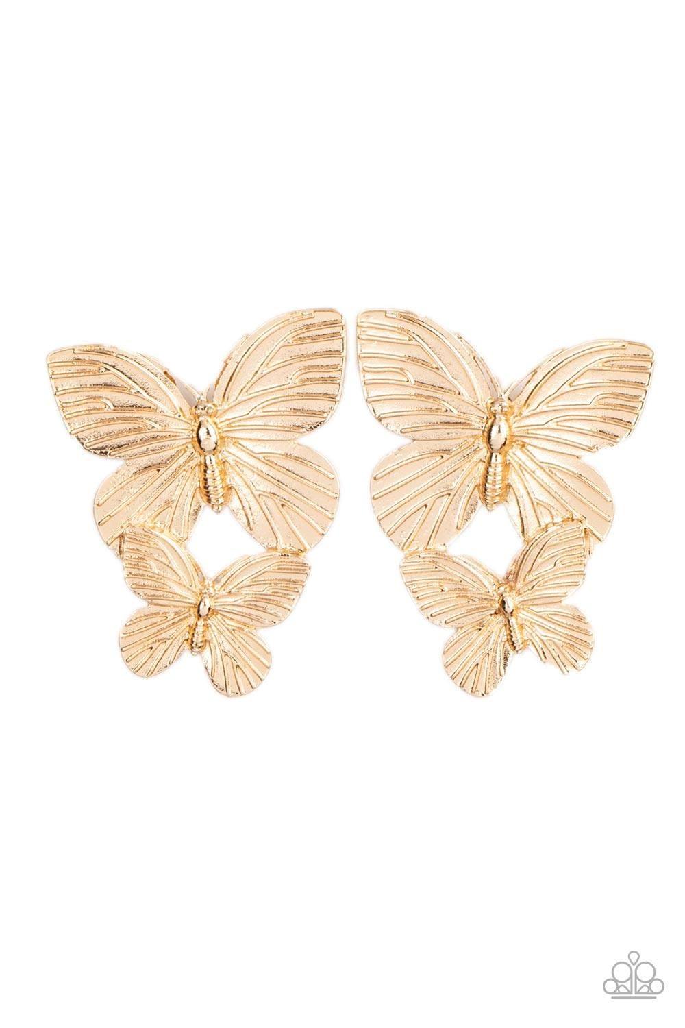 Paparazzi Accessories - Blushing Butterflies - Gold Earrings - Bling by JessieK