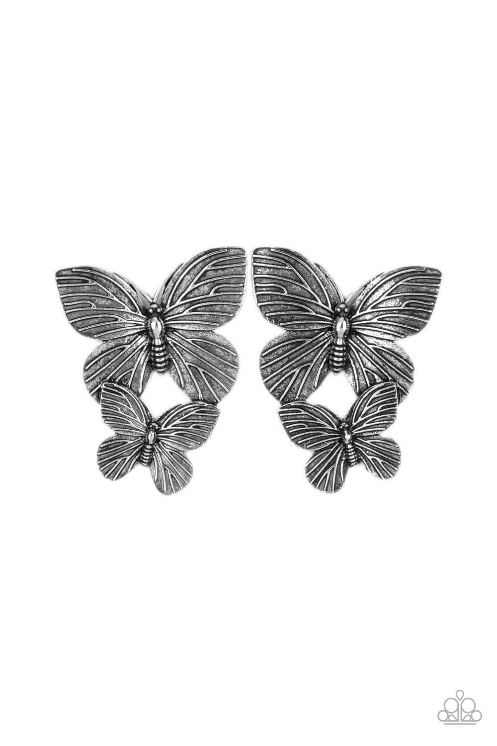 Paparazzi Accessories - Blushing Butterflies - Silver Earrings - Bling by JessieK
