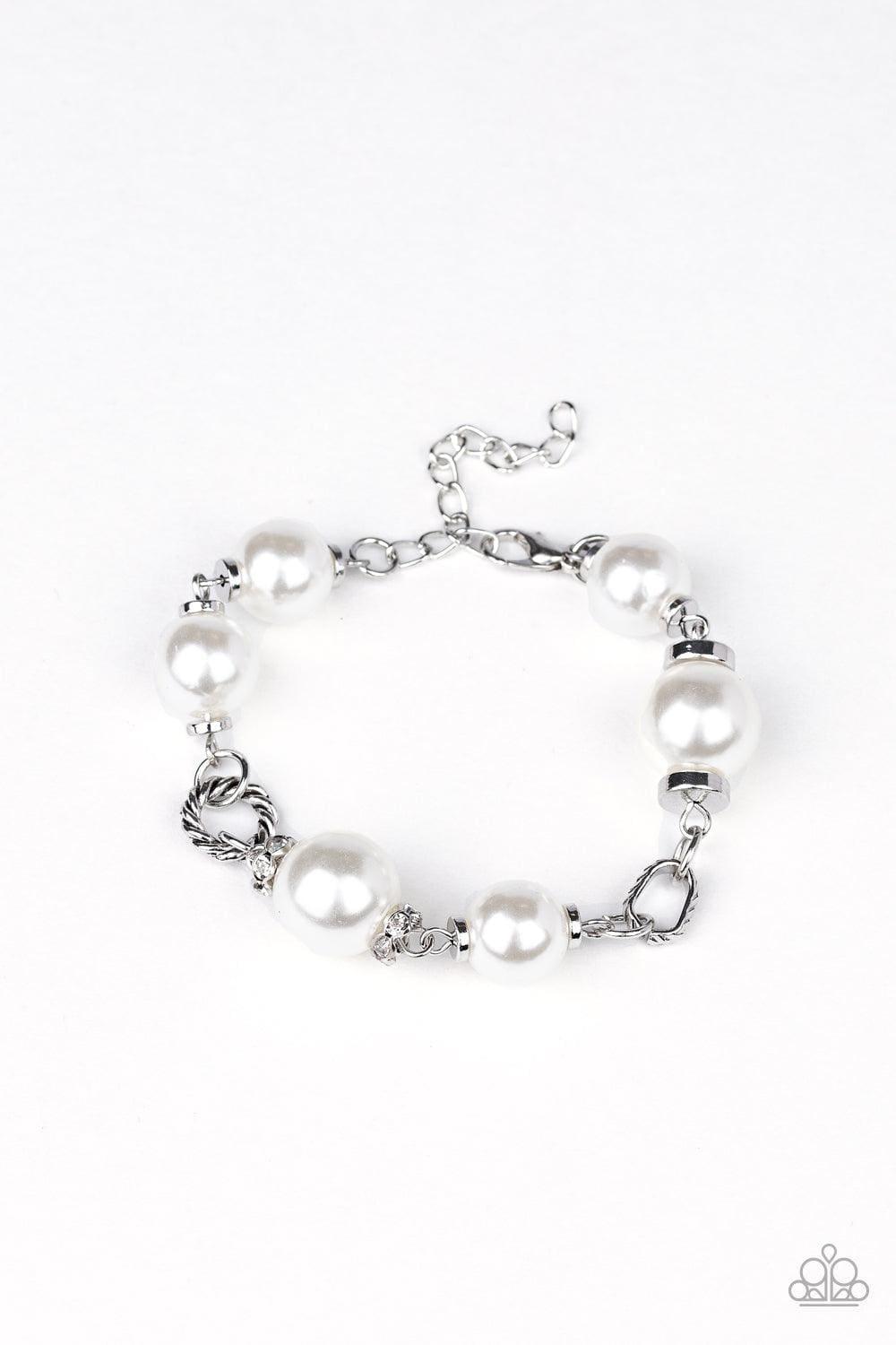 Paparazzi Accessories - Boardroom Baller - White Bracelet - Bling by JessieK