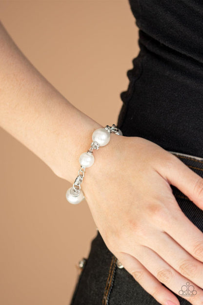 Paparazzi Accessories - Boardroom Baller - White Bracelet - Bling by JessieK