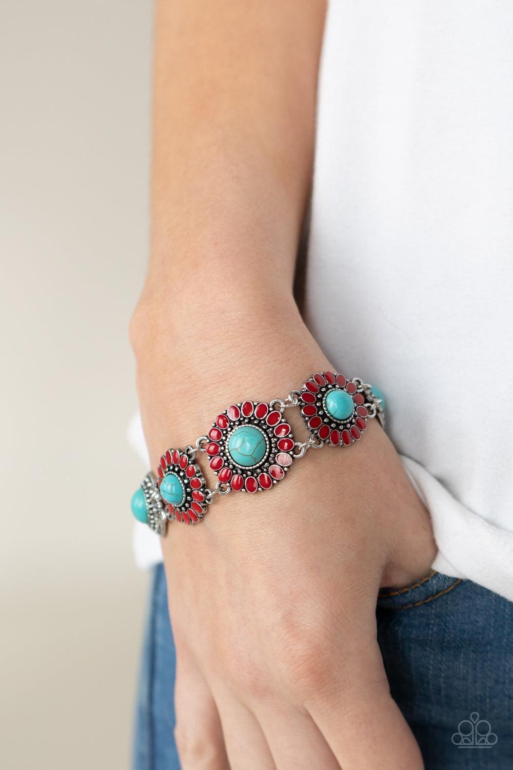 Paparazzi Accessories - Bodaciously Badlands - Red and Turquoise Bracelet - Bling by JessieK