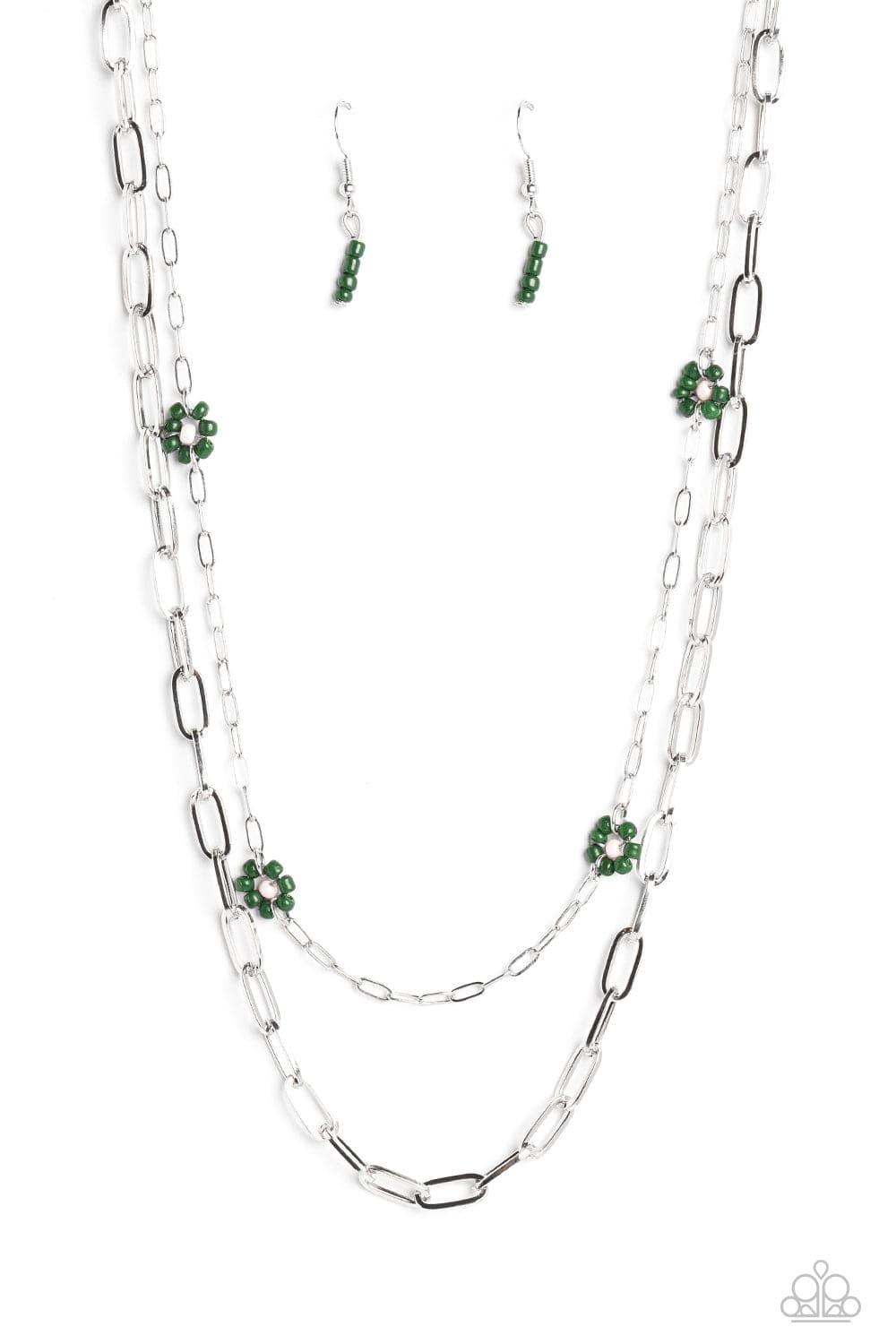 Paparazzi Accessories - Bold Buds - Green Necklace - Bling by JessieK