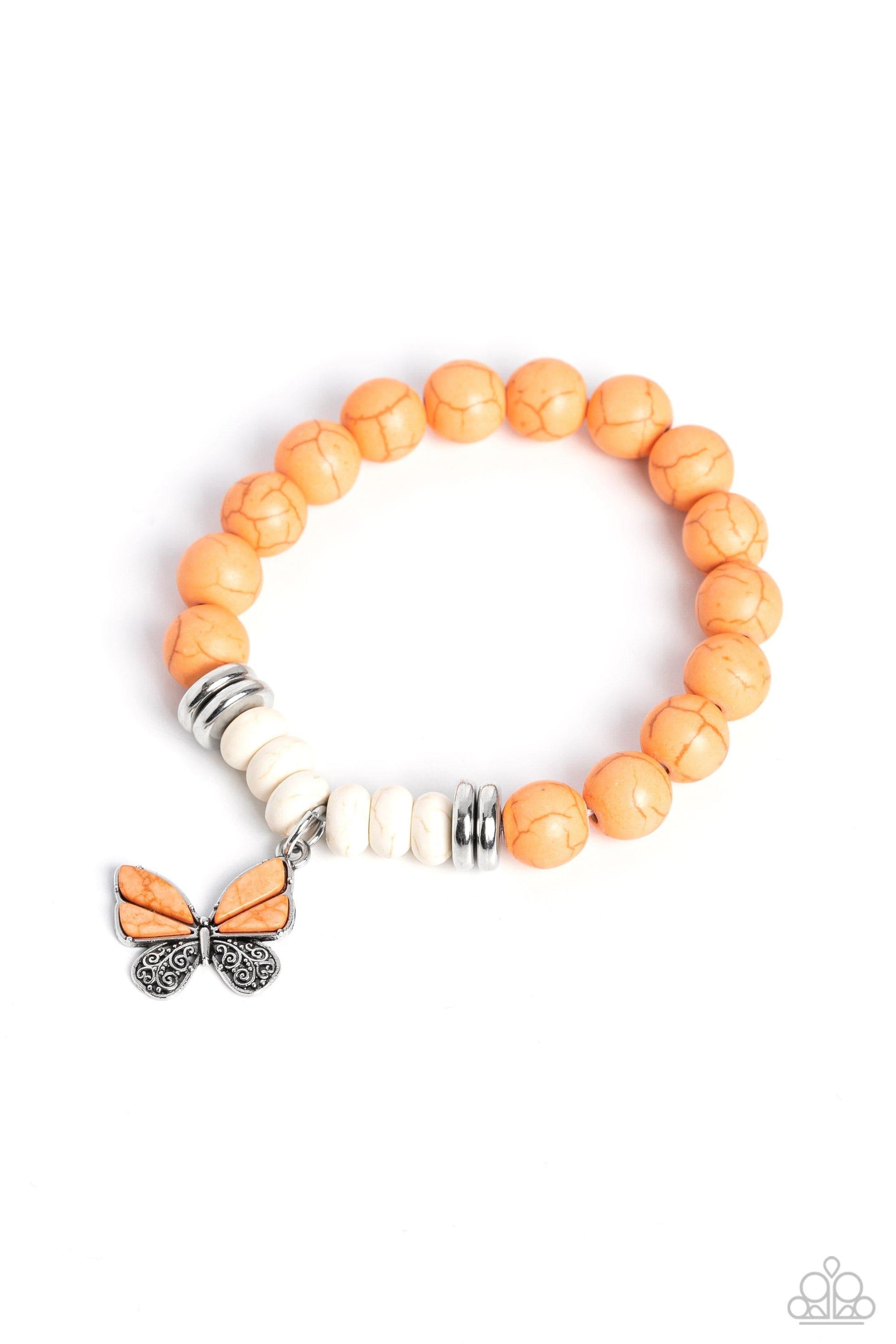 Paparazzi Accessories - Bold Butterfly - Orange Bracelet - Bling by JessieK