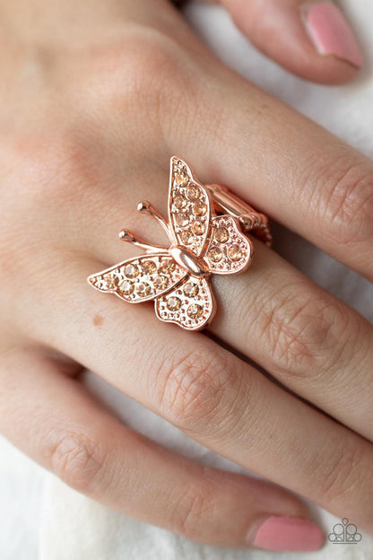 Paparazzi Accessories - Bona Fide Butterfly - Copper Ring - Bling by JessieK