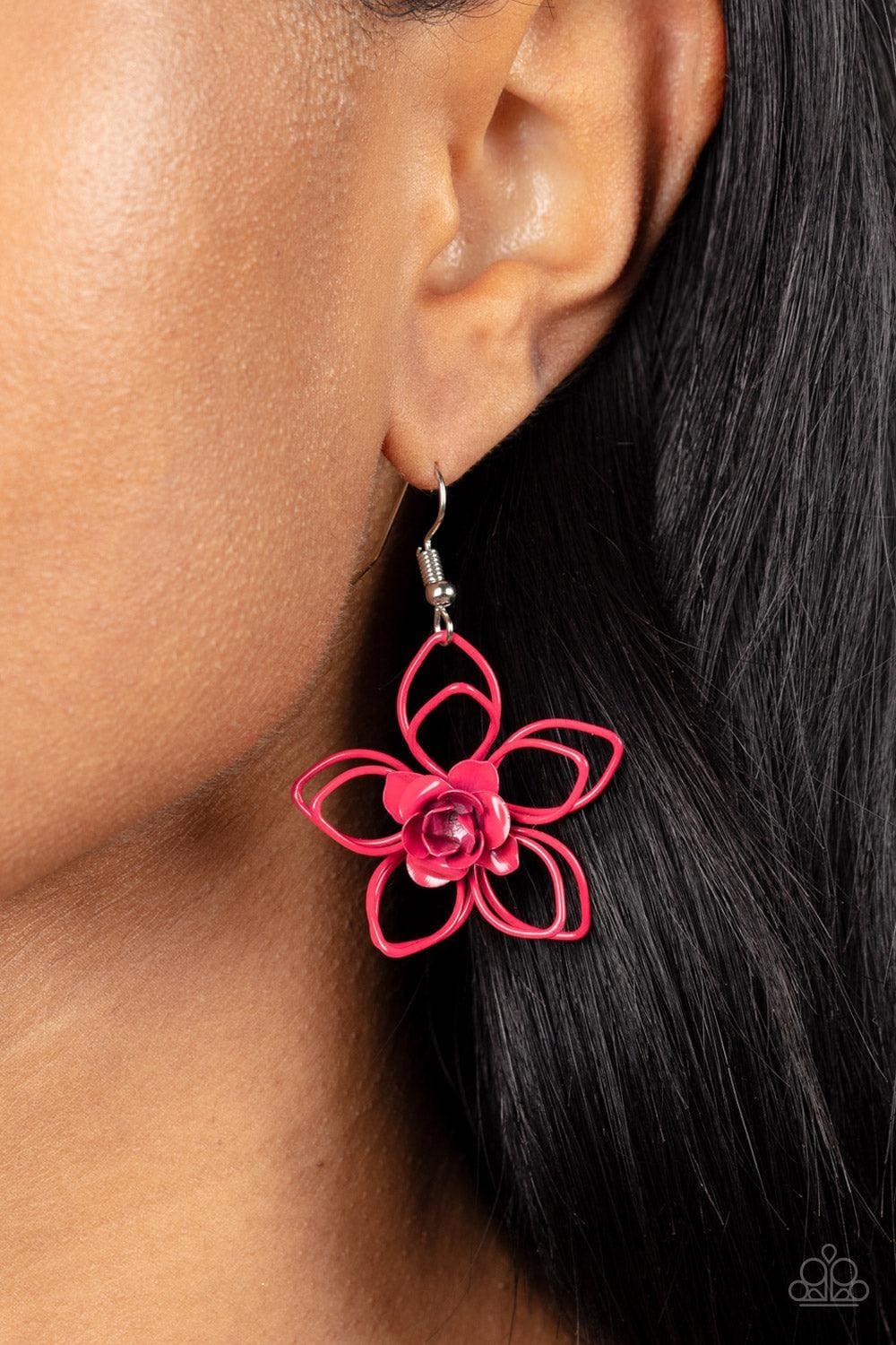 Paparazzi Accessories - Botanical Bonanza - Pink Earrings - Bling by JessieK