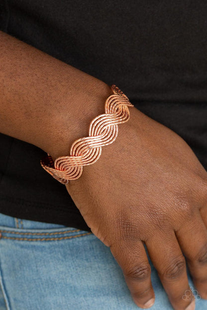 Paparazzi Accessories - Braided Brilliance - Copper Bracelet - Bling by JessieK