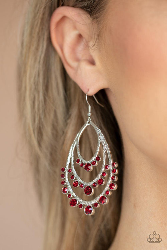 Paparazzi Accessories - Break Out In Tiers - Red Earring - Bling by JessieK